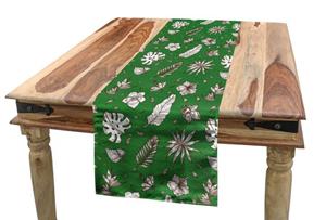 Abakuhaus Tischläufer »Esszimmer Küche Rechteckiger Dekorativer Tischläufer«, Blätter Hand gezeichnete Palm und Monstera