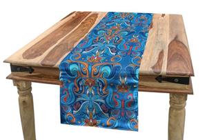 Abakuhaus Tischläufer »Esszimmer Küche Rechteckiger Dekorativer Tischläufer«, Blau Abstrakte Blumenverzierungen