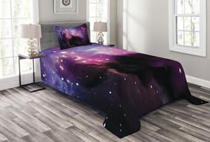 Abakuhaus Tagesdecke »Set mit Kissenbezügen Waschbar«, , Platz Nebula Cosmos Bild