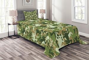 Abakuhaus Tagesdecke »Set mit Kissenbezügen Waschbar«, , Frosch Schädel-Camouflage-Design