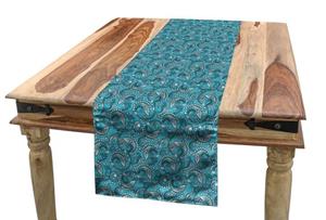 Abakuhaus Tischläufer »Esszimmer Küche Rechteckiger Dekorativer Tischläufer«, blau Paisley Kurvige Leave Ornaments