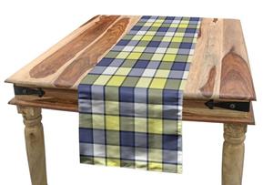 Abakuhaus Tischläufer »Esszimmer Küche Rechteckiger Dekorativer Tischläufer«, Blau Gelb Weinlese Squares prüfen