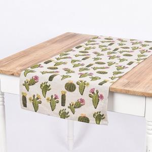 SCHÖNER LEBEN. Tischläufer »Schöner Leben Tischläufer Kaktus natur grün 40x160cm«, handmade