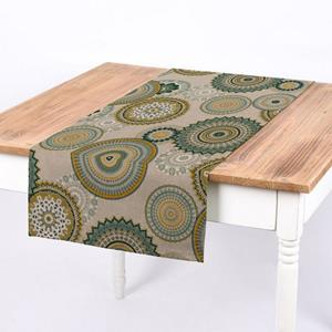 SCHÖNER LEBEN. Tischläufer » Tischläufer Mandalas natur grün 40x160cm«, handmade