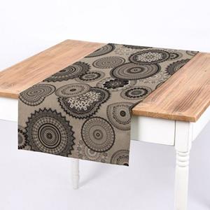 SCHÖNER LEBEN. Tischläufer » Tischläufer Mandalas natur grau 40x160cm«, handmade
