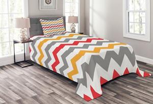 Abakuhaus Tagesdecke »Set mit Kissenbezügen Waschbar«, , Bunt Abstrakte Retro Chevron