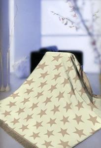 Teppich-Traum Tagesdecke »Decke Wohndecke mit Fransen Spieldecke Kinderdecke Kuscheldecke mit Sternen Muster in Beige Creme Braun«, 