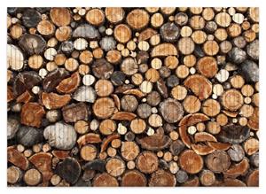 Wallario Schaum-Badematte »Dunkler Holzstapel rund« , Höhe 5 mm, rutschhemmend, geeignet für Fußbodenheizungen