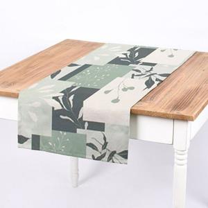 SCHÖNER LEBEN. Tischläufer » Tischläufer Blätter Gräser Rechtecke mint grün 40x160cm«, handmade