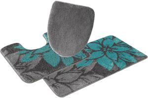 Home affaire Badematte Susan, Höhe 15 mm, fußbodenheizungsgeeignet-strapazierfähig, Blumen-Muster, angenehme Haptik, Badematten auch als 3 teiliges Set erhältlich