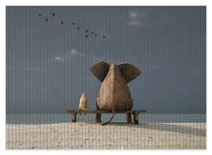 Wallario Schaum-Badematte »Elefant und Hund sitzen auf einer Bank« , Höhe 5 mm, rutschhemmend, geeignet für Fußbodenheizungen