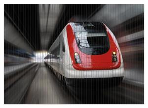 Wallario Schaum-Badematte »Fahrender Zug von vorn in rot- Perspektive von vorn« , Höhe 5 mm, rutschhemmend, geeignet für Fußbodenheizungen