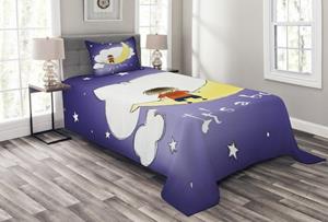 Abakuhaus Tagesdecke »Set mit Kissenbezügen Waschbar«, , Mond Junge Baby Sky Gruß