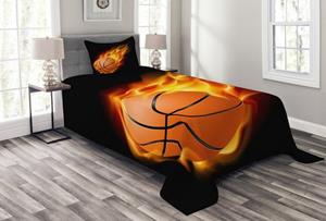 Abakuhaus Tagesdecke »Set mit Kissenbezügen Waschbar«, , Sport Basketball Feuer schießen