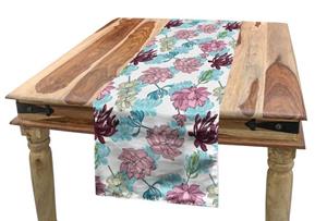 Abakuhaus Tischläufer »Esszimmer Küche Rechteckiger Dekorativer Tischläufer«, Blau Und Pink Wilde Frühlings-Blätter