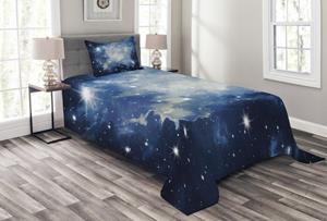 Abakuhaus Tagesdecke »Set mit Kissenbezügen Waschbar«, , Konstellation blau Galaxies