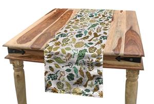 Abakuhaus Tischläufer »Esszimmer Küche Rechteckiger Dekorativer Tischläufer«, Blätter Vögel und Libellen