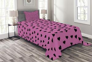 Abakuhaus Tagesdecke »Set mit Kissenbezügen Waschbar«, , Hot Pink Black Hearts Romantic