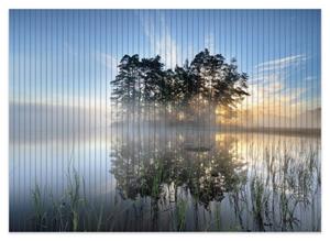 Wallario Schaum-Badematte »Stiller See mit Insel im Morgennebel« , Höhe 5 mm, rutschhemmend, geeignet für Fußbodenheizungen