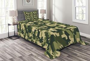 Abakuhaus Tagesdecke »Set mit Kissenbezügen Waschbar«, , Camo Abstrakt Chevron Wald