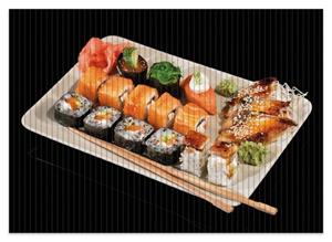 Wallario Schaum-Badematte »Sushi-Menü mit Inside-Out Sushi, Nigiri und Wasabi« , Höhe 5 mm, rutschhemmend, geeignet für Fußbodenheizungen