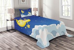 Abakuhaus Tagesdecke »Set mit Kissenbezügen Waschbar«, , Zodiac Mond Cartoon Constellations