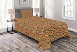 Abakuhaus Tagesdecke »Set mit Kissenbezügen Waschbar«, , Orange Mandala Bohemian Druck