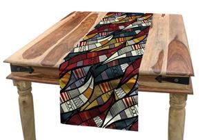 Abakuhaus Tischläufer »Esszimmer Küche Rechteckiger Dekorativer Tischläufer«, afrikanisch Kreise Chevrons Linien