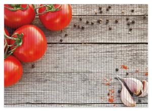 Wallario Schaum-Badematte »Tomaten und Gewürze auf altem Holztisch« , Höhe 5 mm, rutschhemmend, geeignet für Fußbodenheizungen