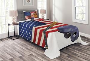 Abakuhaus Tagesdecke »Set mit Kissenbezügen Waschbar«, , amerikanisch USA-Flagge und Baseball