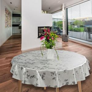 Laro Tischdecke »Wachstuch-Tischdecken Abwaschbar Geprägt Blätter Silber Grau Rund 140cm«