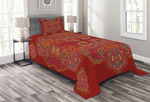 Abakuhaus Tagesdecke »Set mit Kissenbezügen Waschbar«, , Red Mandala Persian Paisley