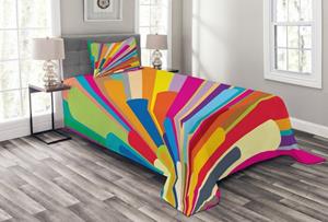 Abakuhaus Tagesdecke »Set mit Kissenbezügen Waschbar«, , Jahrgang Rainbow Burst von Linien