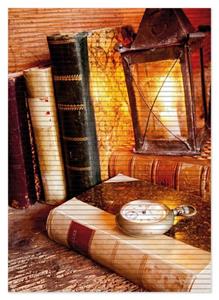Wallario Schaum-Badematte »Antike Laterne mit Kerze alten Büchern und Taschenuhr« , Höhe 5 mm, rutschhemmend, geeignet für Fußbodenheizungen