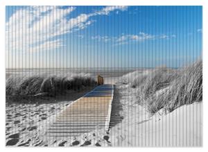 Wallario Schaum-Badematte »Auf dem Holzweg zum Strand in schwarz-weiß Optik« , Höhe 5 mm, rutschhemmend, geeignet für Fußbodenheizungen