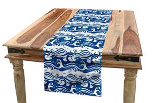 Abakuhaus Tischläufer »Esszimmer Küche Rechteckiger Dekorativer Tischläufer«, Blau und weiß Wirbelnde Ocean Waves