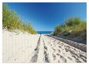 Wallario Schaum-Badematte »Auf dem Sandweg zum Strand - Blauer Himmel über dem Meer« , Höhe 5 mm, rutschhemmend, geeignet für Fußbodenheizungen