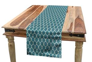 Abakuhaus Tischläufer »Esszimmer Küche Rechteckiger Dekorativer Tischläufer«, Blau und weiß Gewellte Linien Tile