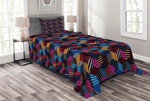 Abakuhaus Tagesdecke »Set mit Kissenbezügen Waschbar«, , Geometrisch 3D Cube Stripes Stil