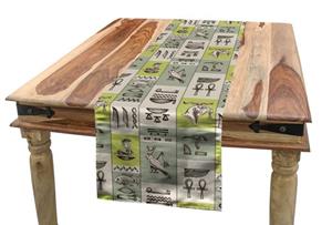 Abakuhaus Tischläufer »Esszimmer Küche Rechteckiger Dekorativer Tischläufer«, ägyptisch Hieroglyphs Tiere