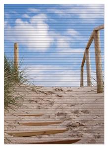 Wallario Schaum-Badematte »Auf der Holztreppe zum Strand« , Höhe 5 mm, rutschhemmend, geeignet für Fußbodenheizungen