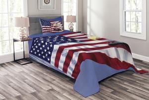 Abakuhaus Tagesdecke »Set mit Kissenbezügen Waschbar«, , Amerikanische Flagge Bless America Flag