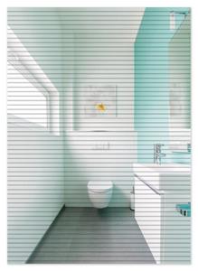 Wallario Schaum-Badematte »Badezimmer Gästetoilette Innenansicht - WC und Waschbecken« , Höhe 5 mm, rutschhemmend, geeignet für Fußbodenheizungen