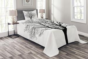 Abakuhaus Tagesdecke »Set mit Kissenbezügen Waschbar«, , Schwarz-Weiss Barren Maple Tree