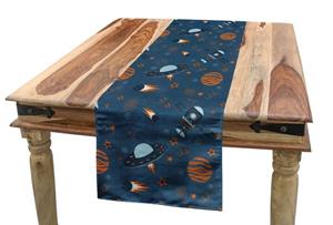 Abakuhaus Tischläufer »Esszimmer Küche Rechteckiger Dekorativer Tischläufer«, Ausländer Satelliten-Sterne Space Theme