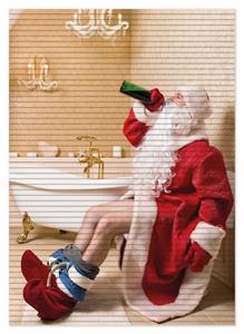 Wallario Schaum-Badematte »Betrunkener Weihnachtsmann mit Weinflasche auf dem Klo« , Höhe 5 mm, rutschhemmend, geeignet für Fußbodenheizungen