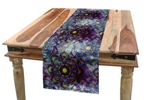 Abakuhaus Tischläufer »Esszimmer Küche Rechteckiger Dekorativer Tischläufer«, Blatt Grunge Futuristic Mandala