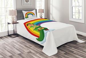 Abakuhaus Tagesdecke »Set mit Kissenbezügen Waschbar«, , Kobold Große Regenbogen Lucky Irish