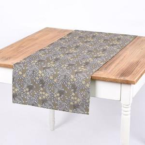 SCHÖNER LEBEN. Tischläufer » Tischläufer Blumen Gräser grau gelb 40x160cm«, handmade