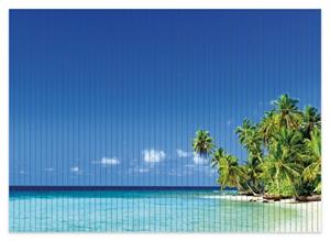 Wallario Schaum-Badematte »Blauer Himmel weißer Strand Palmen und das tiefblaue Meer« , Höhe 5 mm, rutschhemmend, geeignet für Fußbodenheizungen